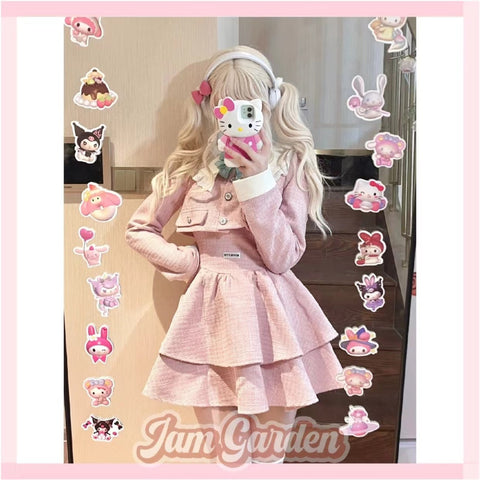[Candy Girl] Sweet Doll Collar Design Short Coat For Women + Cake Skirt