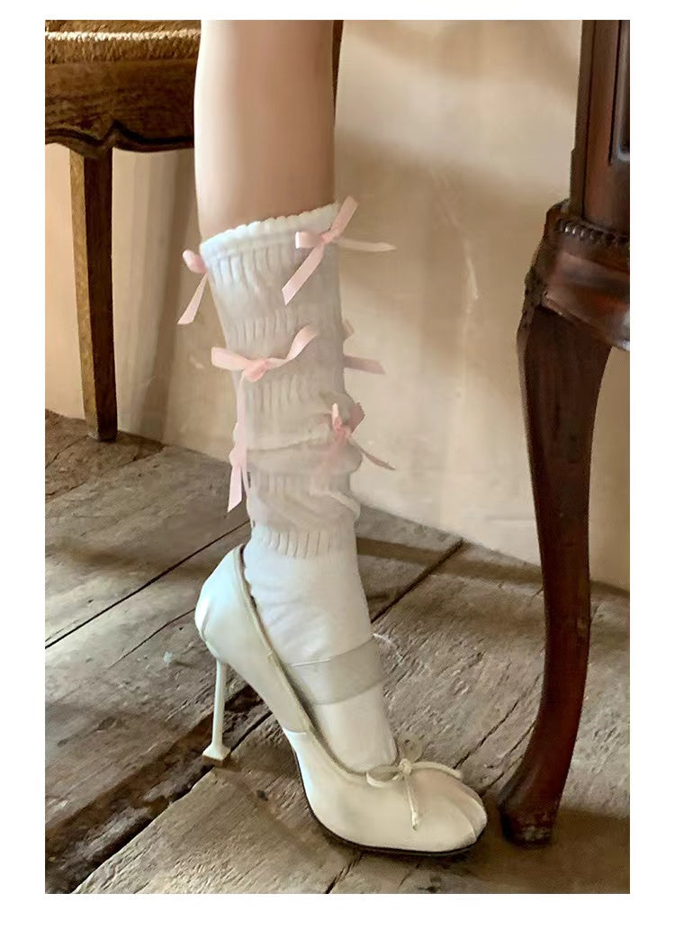 Ballet Girl Niche Bow Mid-Calf Socks