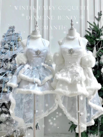 New Year Winter Snow Country Girl Autumn and Winter Princess Dress