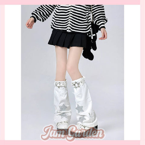 Y2K Hot Girl Japanese White Star Denim Leg Covers