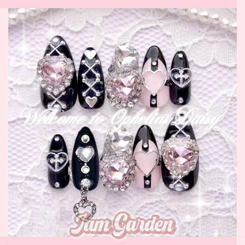 Japanese style floor bud pendant pink three-dimensional two-color bow manicure