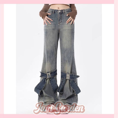 Bow vintage bootcut jeans