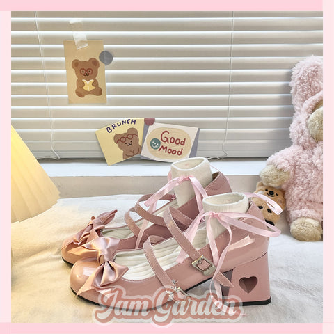 Kawaii Lolita Sweet Cool Mary Jane Shoes with Butterfly Bow