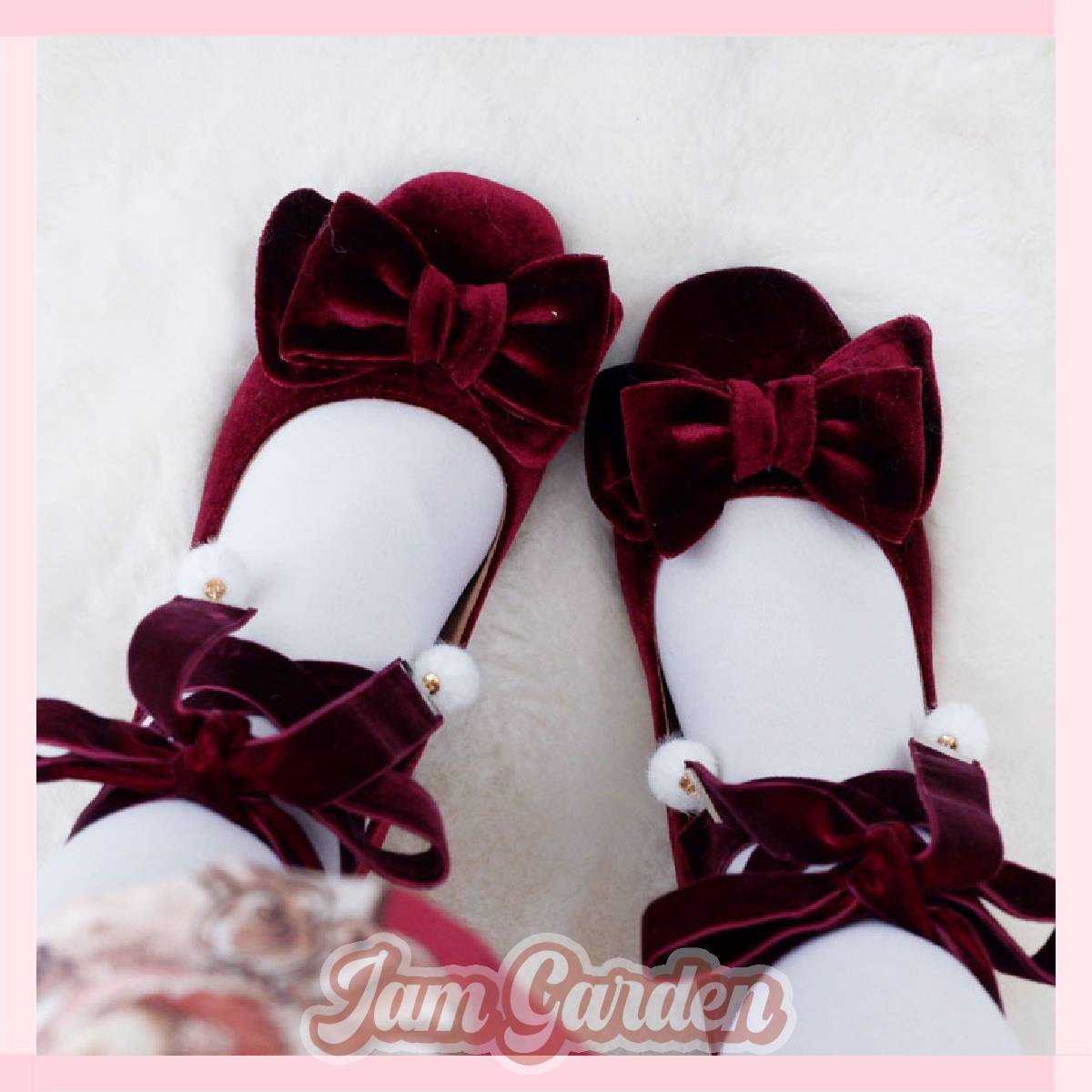 Original Lolita shoes velvet heart velvet bow tie