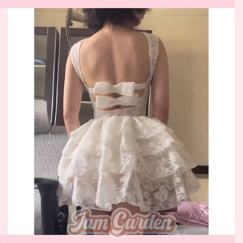 Season waist slim white first love girl lace fluffy princess dress