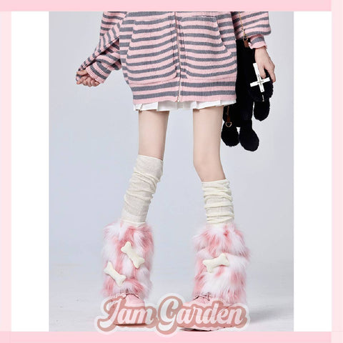 Women's pink furry leg warmers