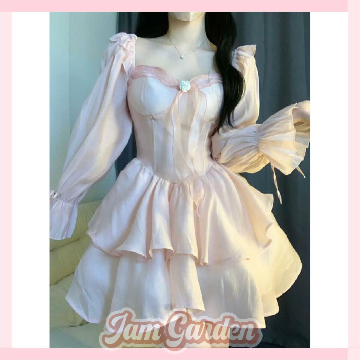 Pure Desire Hot Girl Lantern Sleeve Long Sleeve Princess Cake Dress