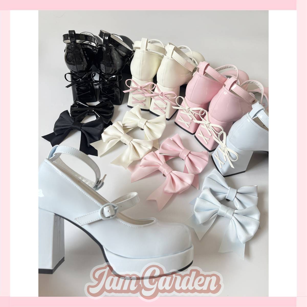 Lolita Cute Bow Strap Multi-color High Heels