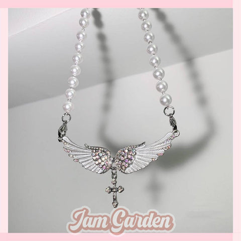 Homemade Angel Wings Pearl Necklace