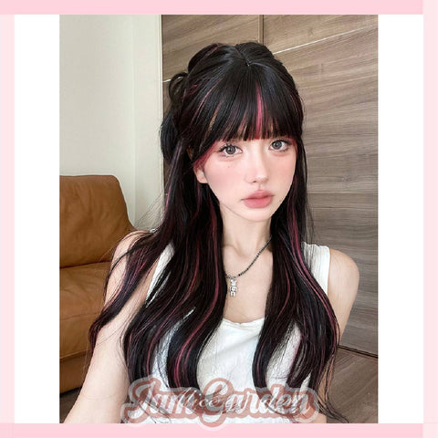 Ear-hanging dyed natural and lifelike jk full bangs wig