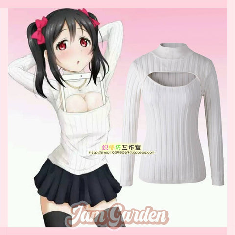 love live turtleneck knitted open chest sweater cosplay