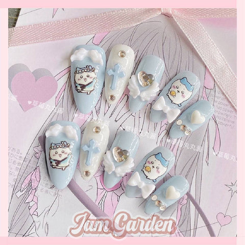 chiikawa nail art student niche cute short