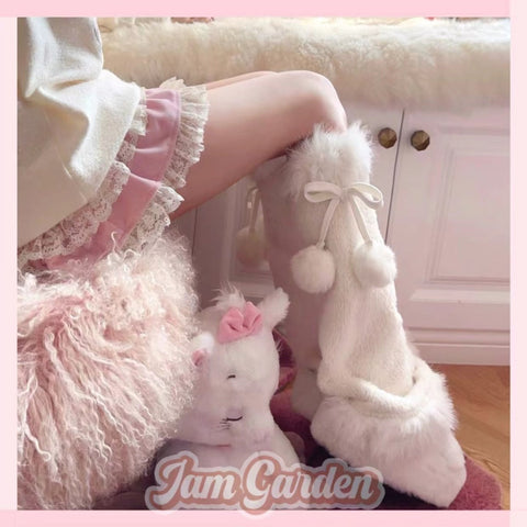 Exclusive Japanese Girl's Winter Warm Plush Knitted Leg Warmers