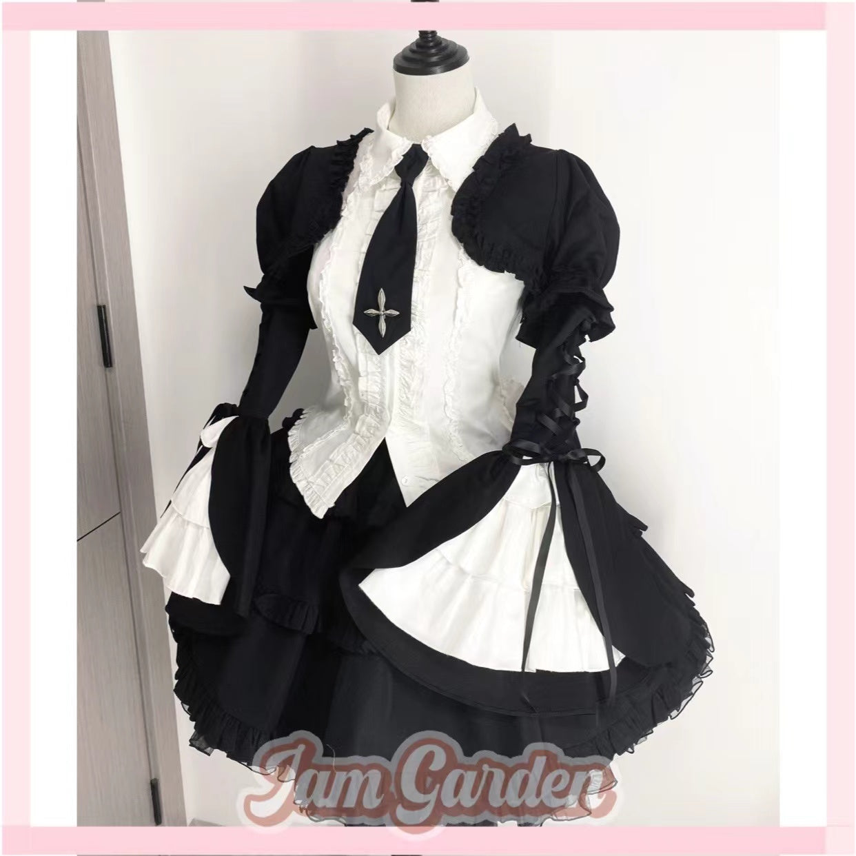 Subculture Original Black and White Rabbit Ears Puff Skirt Cute Punk Hot Girl Lace