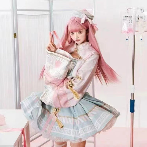 Original Design Little Zombie Pink Lolita Cute Dress