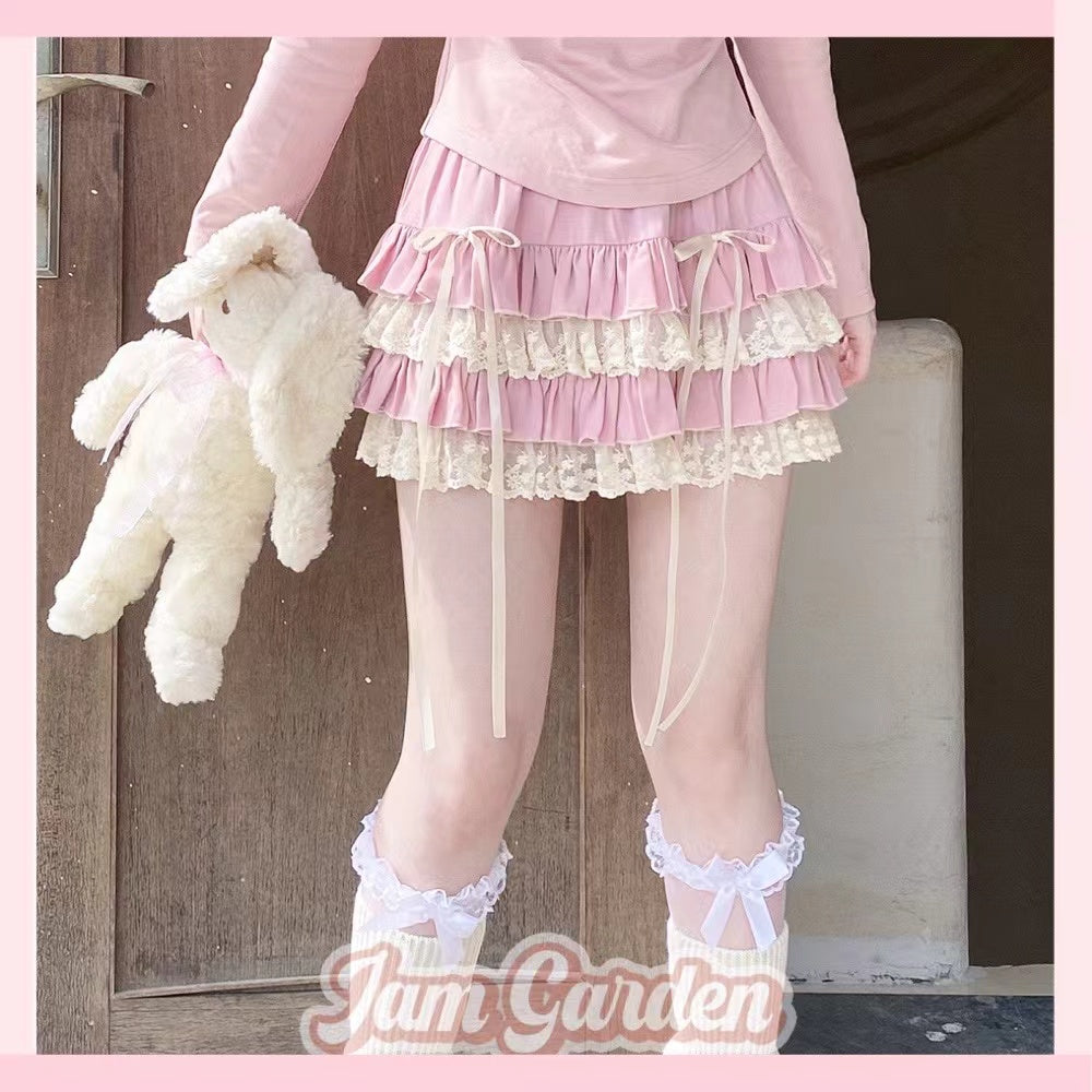 Summer New Pink Tutu Skirt High Waist Ballet Style Color Matching Lolita Ballet Style Cake Skirt - Jam Garden