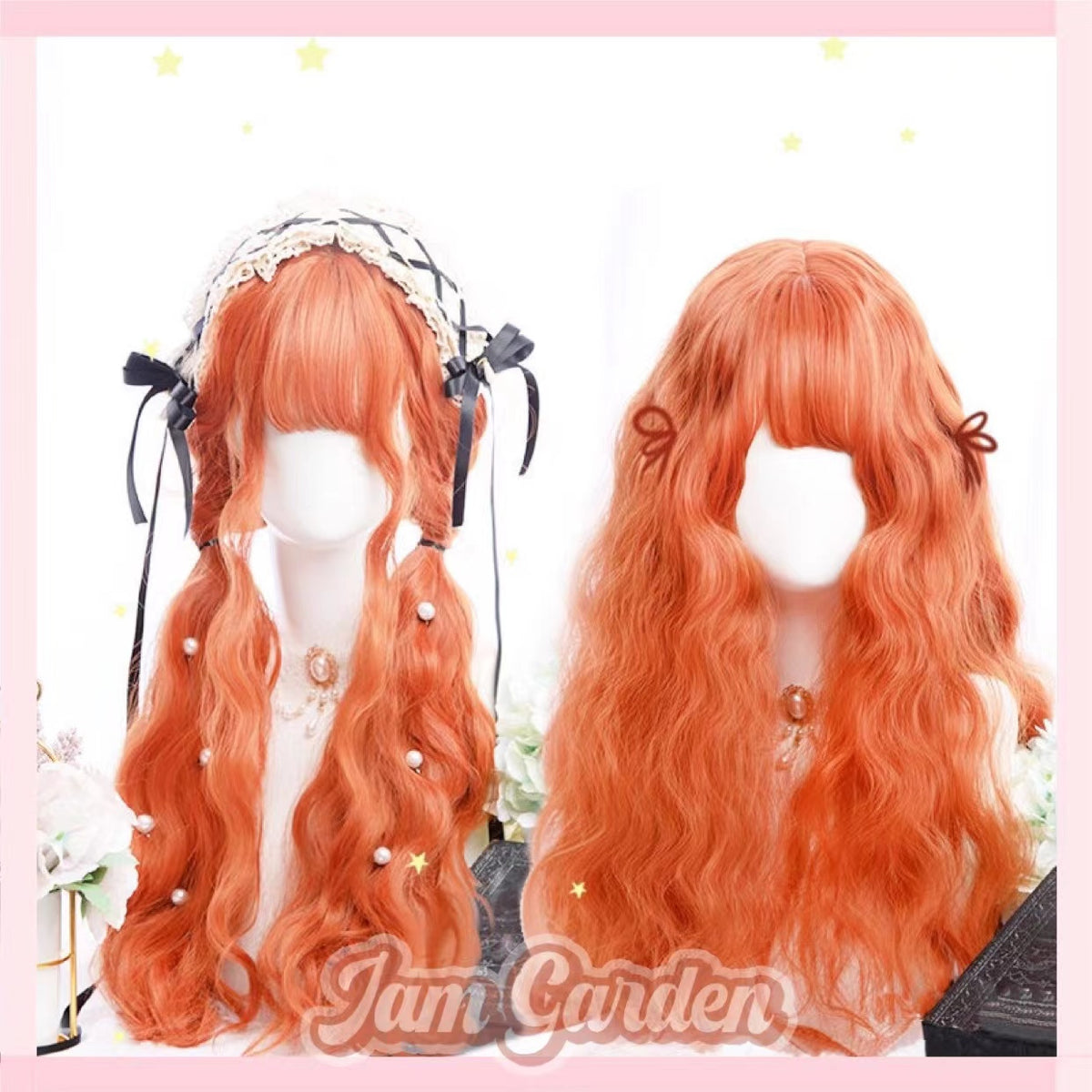 Halloween Pumpkin Color Lolita Cute Orange Long Curly Hair