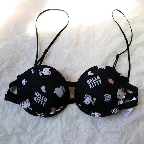 Japanese cute gathered halter neck bra