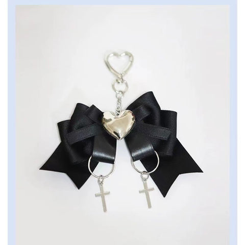 Dark Bow-knot Double Ponytail Clipped Girly Heart Japanese Original Handmade