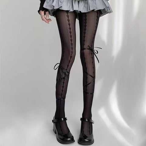 Hot Girl Sexy Vertical Pattern Lace Lolita Socks