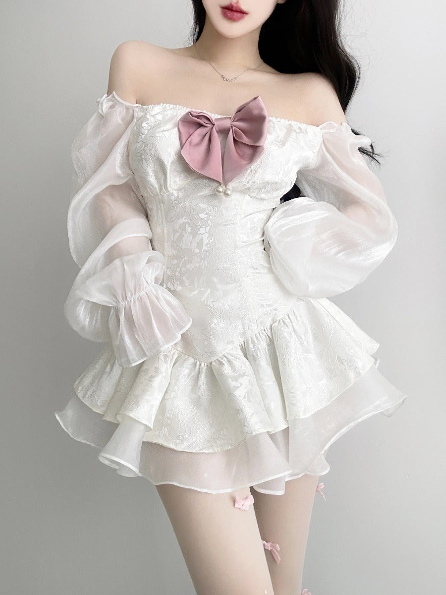 Sweet White Bud TuTu Skirt Waist Dress - Jam Garden
