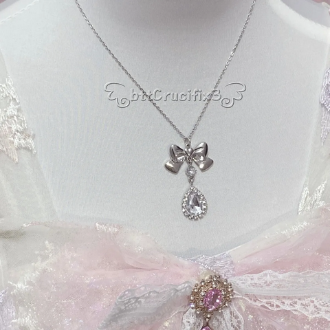 ins bow love necklace new zircon necklace