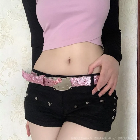 Pink sweetheart spicy cute kt cat buckle belt