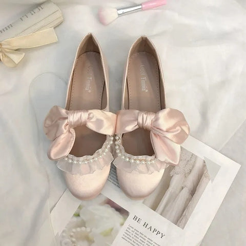 Lace bow flats