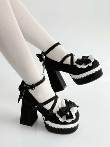 Lolita sweet bow high heels