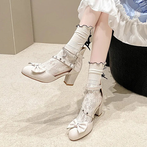 Lolita shoes bow cross sandals