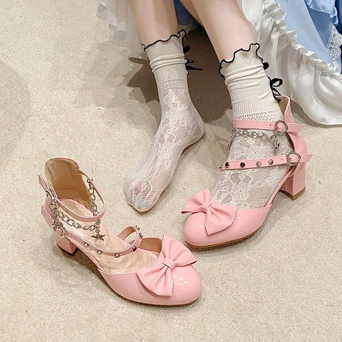 Lolita shoes bow cross sandals