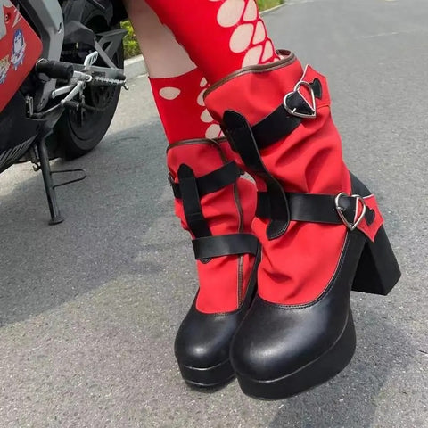 lolita high heeled short boots