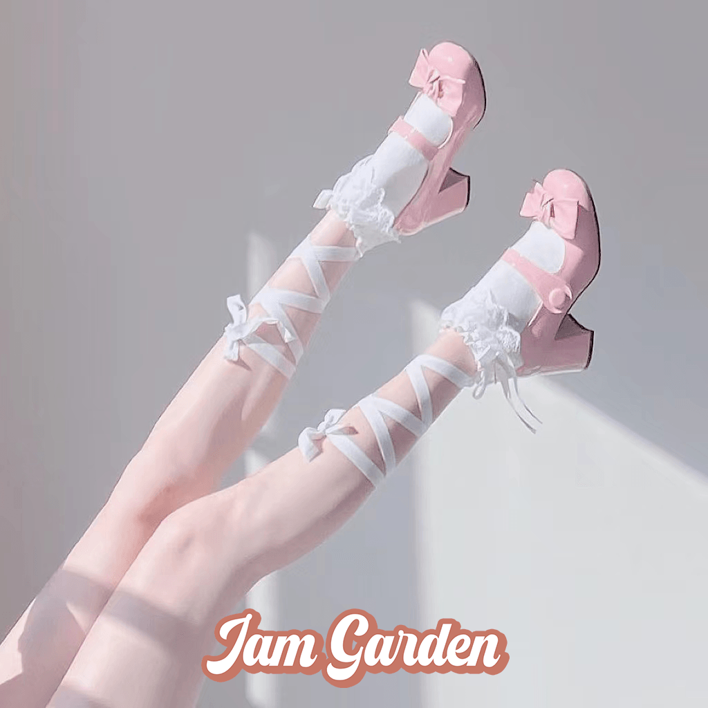 Lolita Lace Tie Calf Socks - Jam Garden