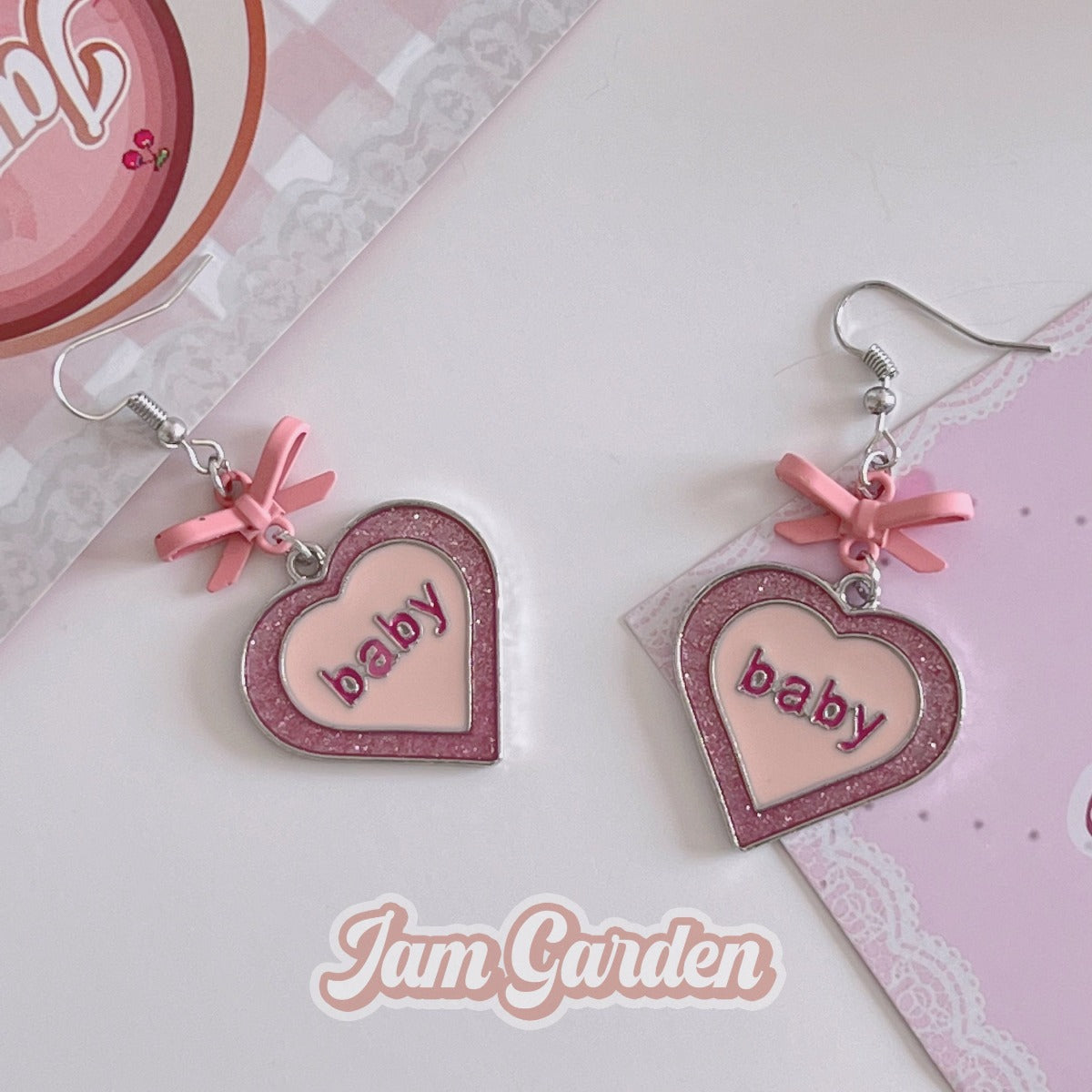 Handmade Love bow vintage original earrings - Jam Garden