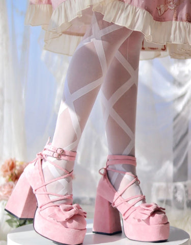 French Straps Bow Lolita Single Shoes - Jam Garden