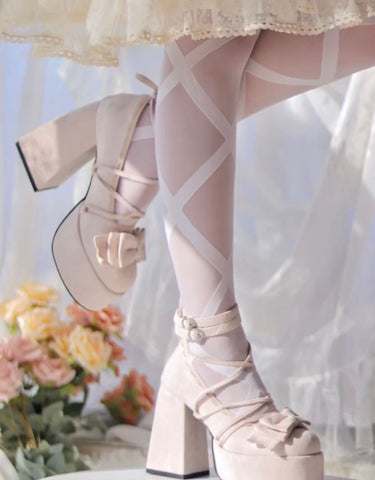 French Straps Bow Lolita Single Shoes - Jam Garden