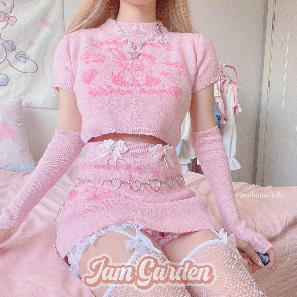[Garden Bunny] Sweet Knit Top Skirt Set - Jam Garden
