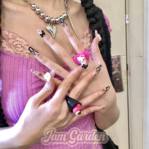 Hello Kitty Y2K Gothic Punk Press-on Nails - Jam Garden