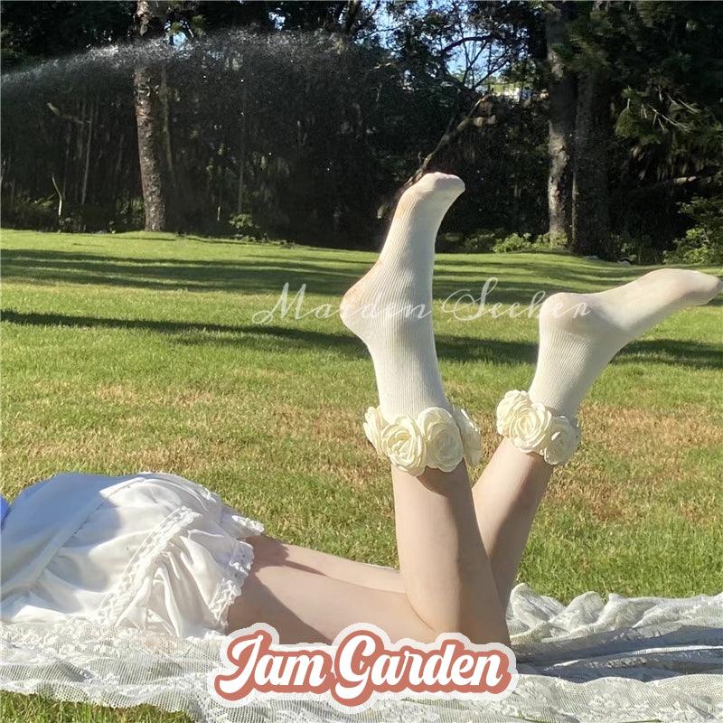 Lolita Camellia Calf Socks - Jam Garden