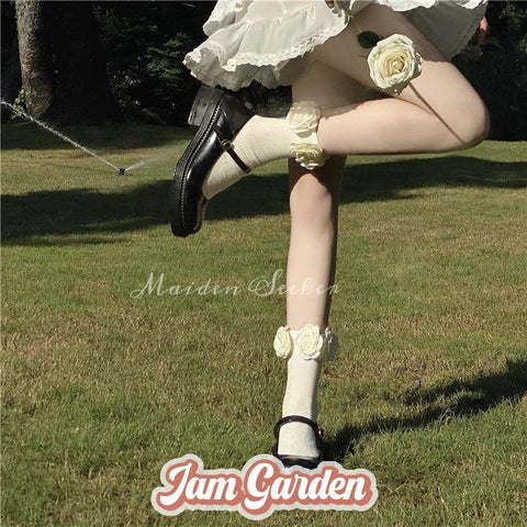 Lolita Camellia Calf Socks - Jam Garden