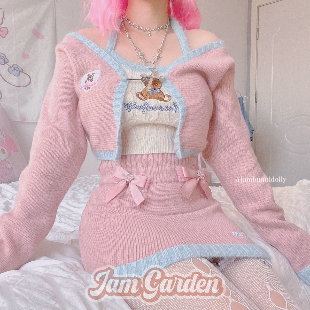 Pink Blue Knitted Set - Jam Garden
