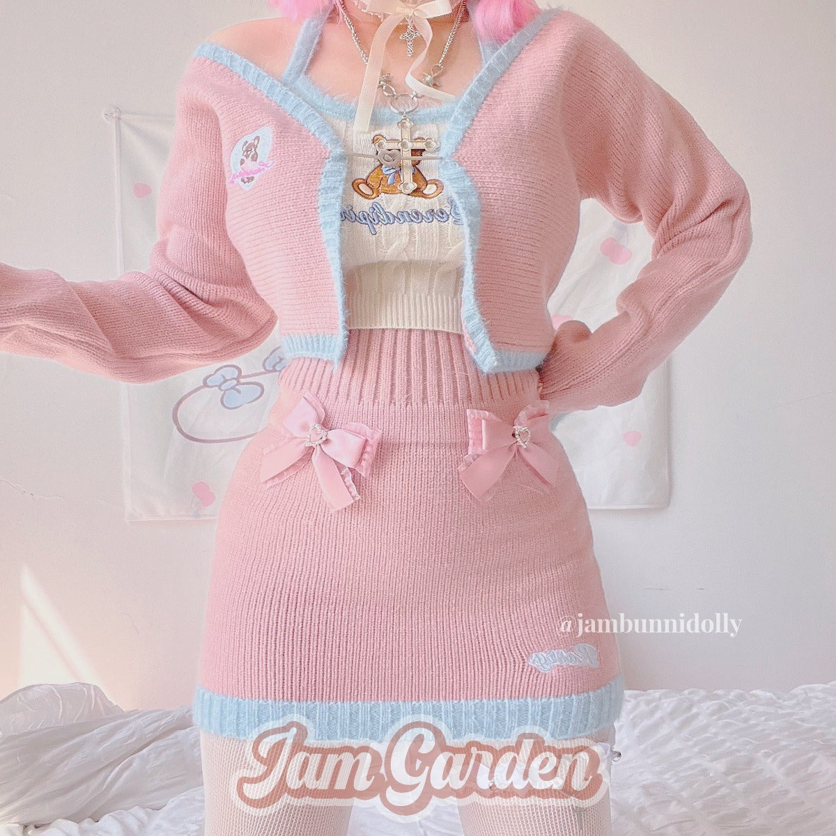 Pink Blue Knitted Set - Jam Garden