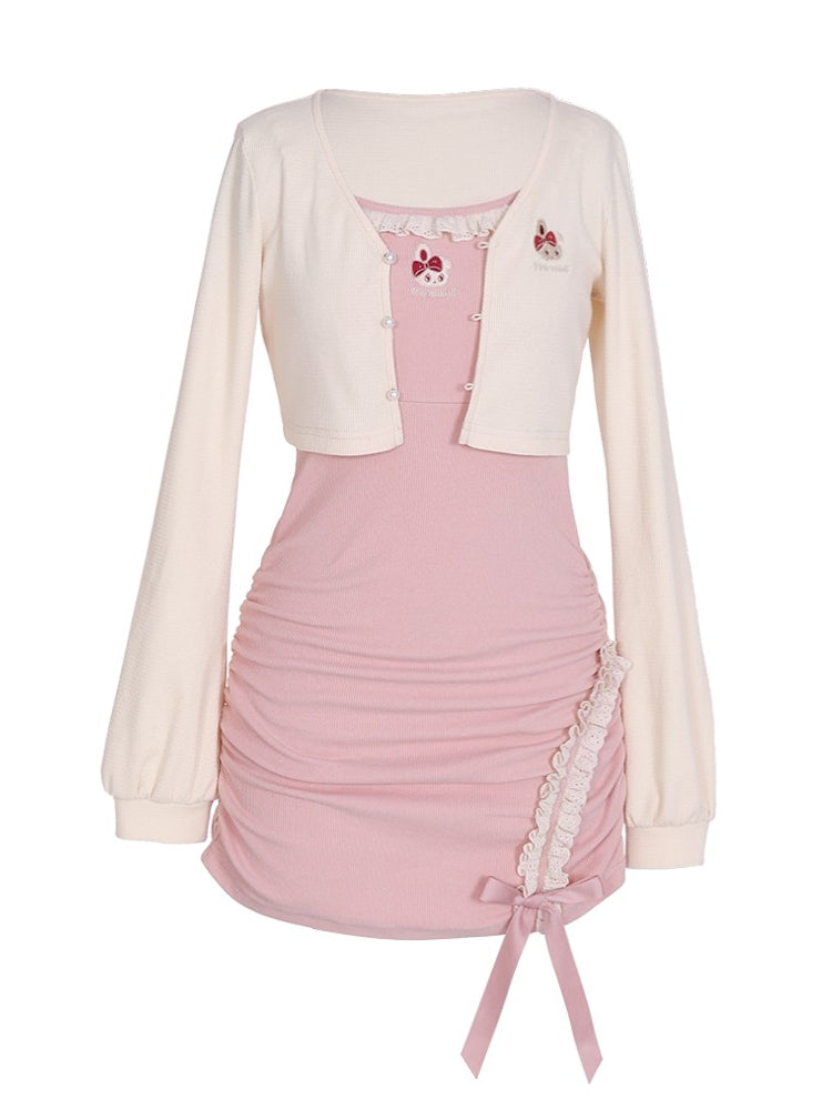 [Spring Bunny] - Embroidered Camisole Cardigan Dress - Jam Garden