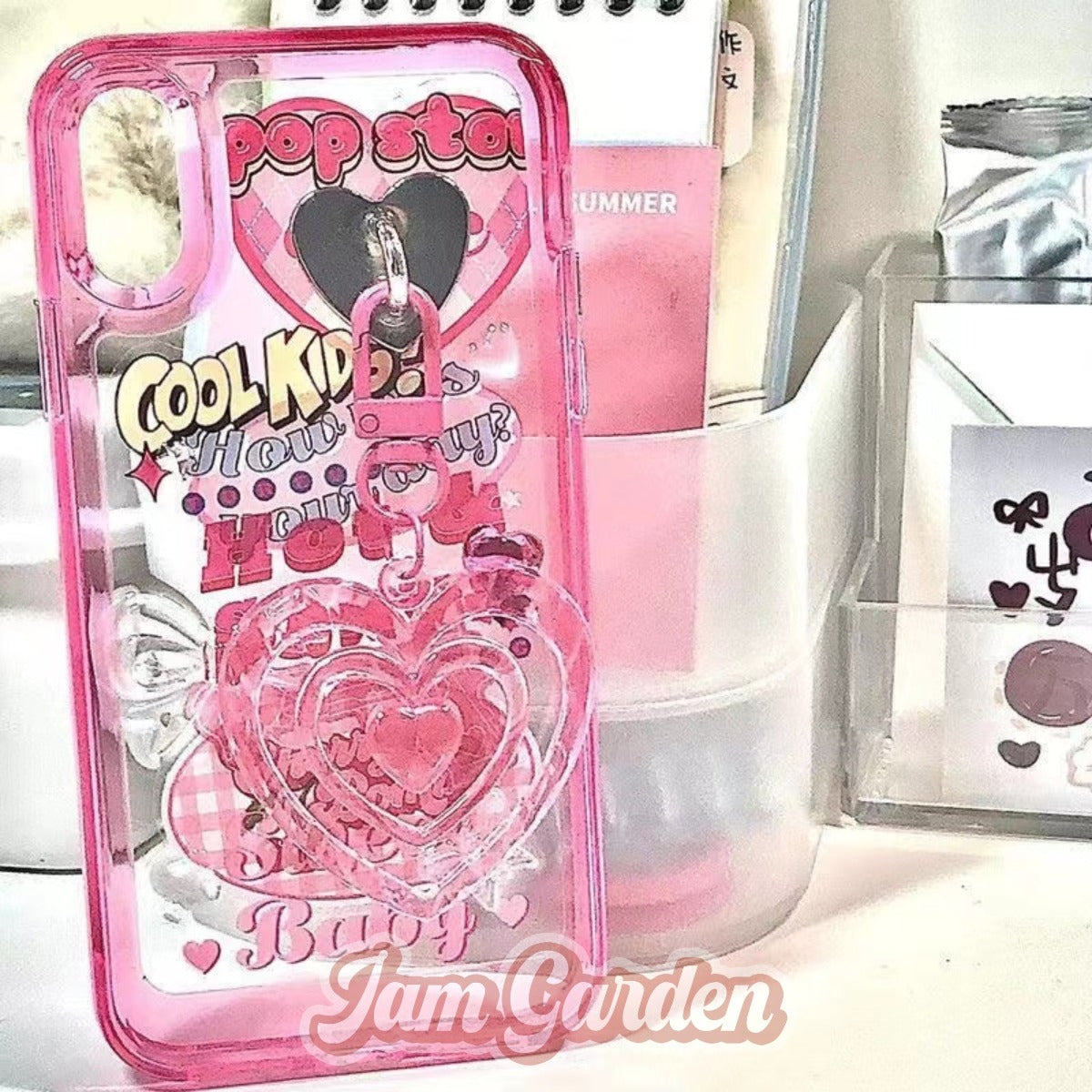 Transparent Pink Love Glitter Phone Case - Jam Garden
